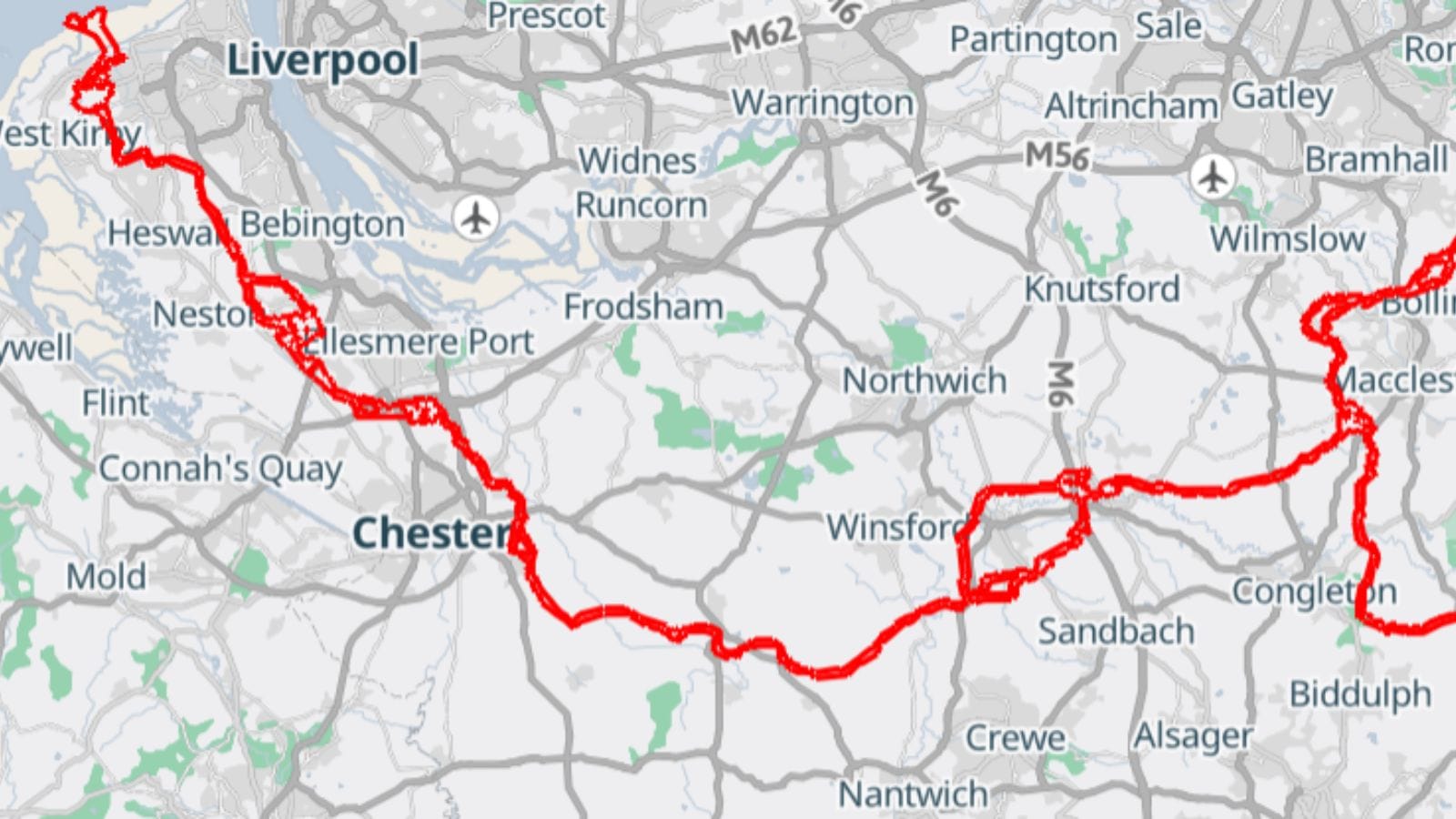 The proposed Peak Cluster map through the Wirral. 