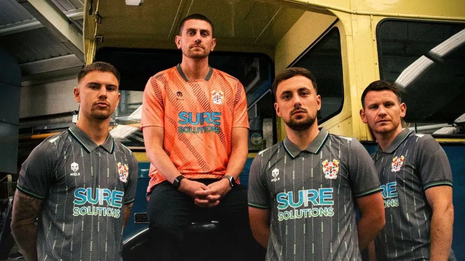 Photoshoot for the Tranmere Rovers 2026/27 away football kit.
