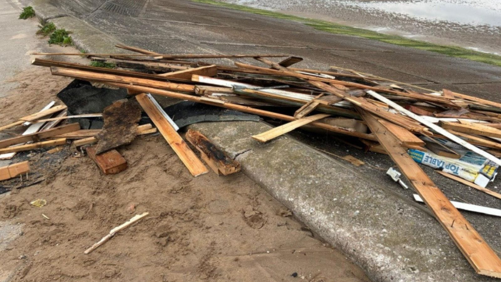 The rubbish and nails dumped at the Wallasey Embankment on the Bank Holiday.