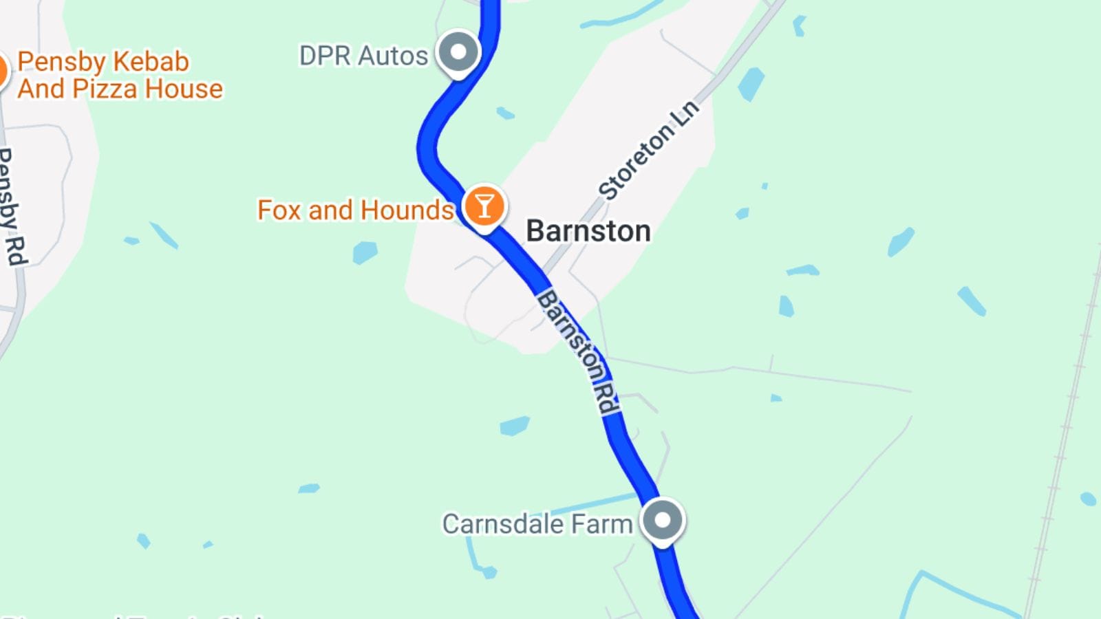 Google Maps view of Barnston Road, Thingwall.