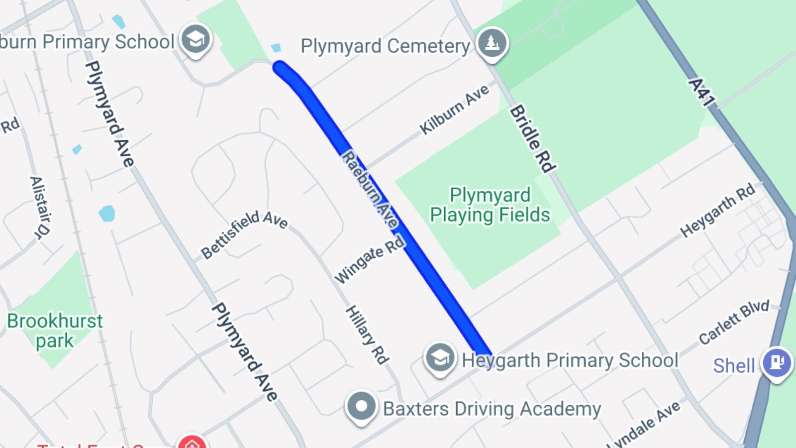Google Maps photo of Raeburn Avenue, Eastham.