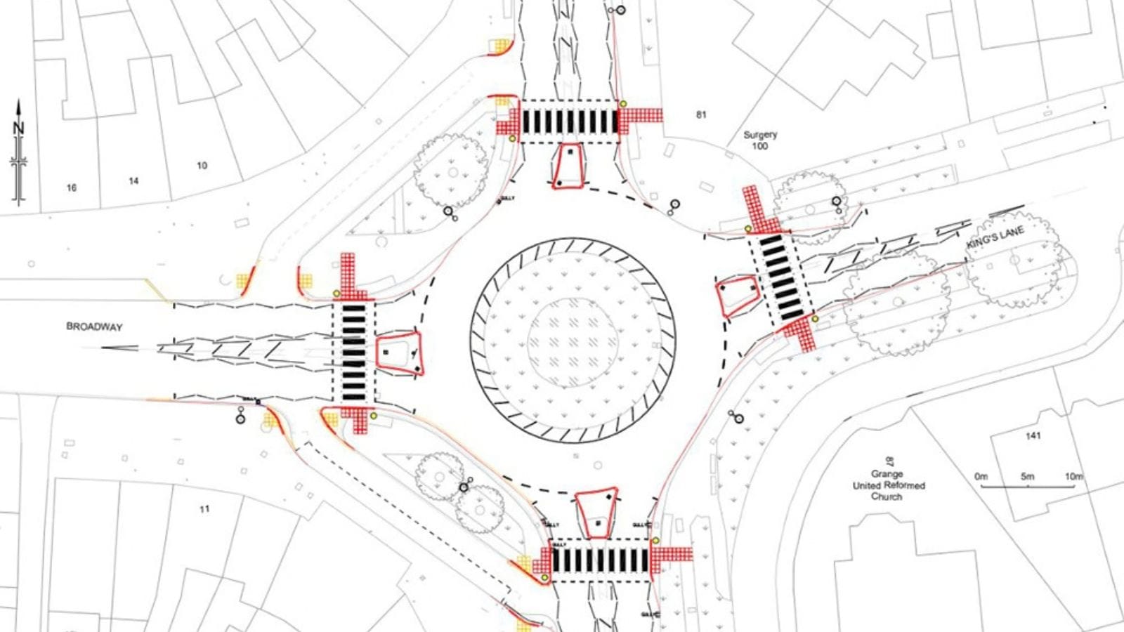 Drawing of potential plans for Broadway roundabout, Bebington.