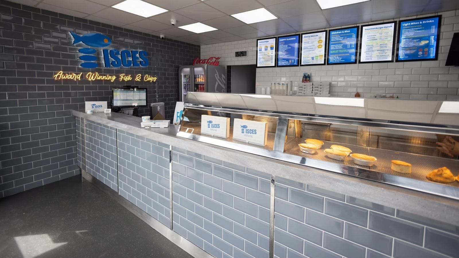 Pisces fish and chip shop inside, Heswall.