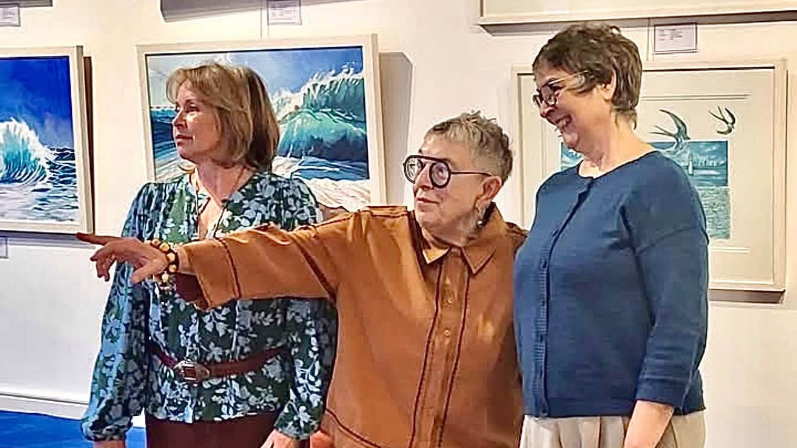 The three artists, Collette, Gail, and Christine, at the exhibit.