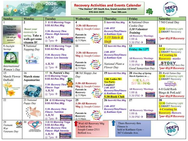 March 2026 Recovery Events in Grand Junction Hosted by PEER 180
