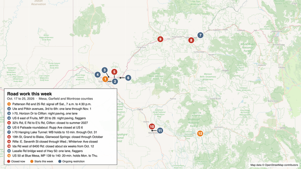 Road work: Patterson signal dark Saturday, Blue Mesa holds