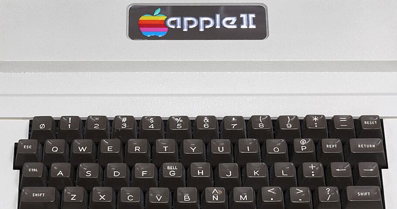 A close-up of the Apple II keyboard, one of the early products that helped spark the personal computer revolution.