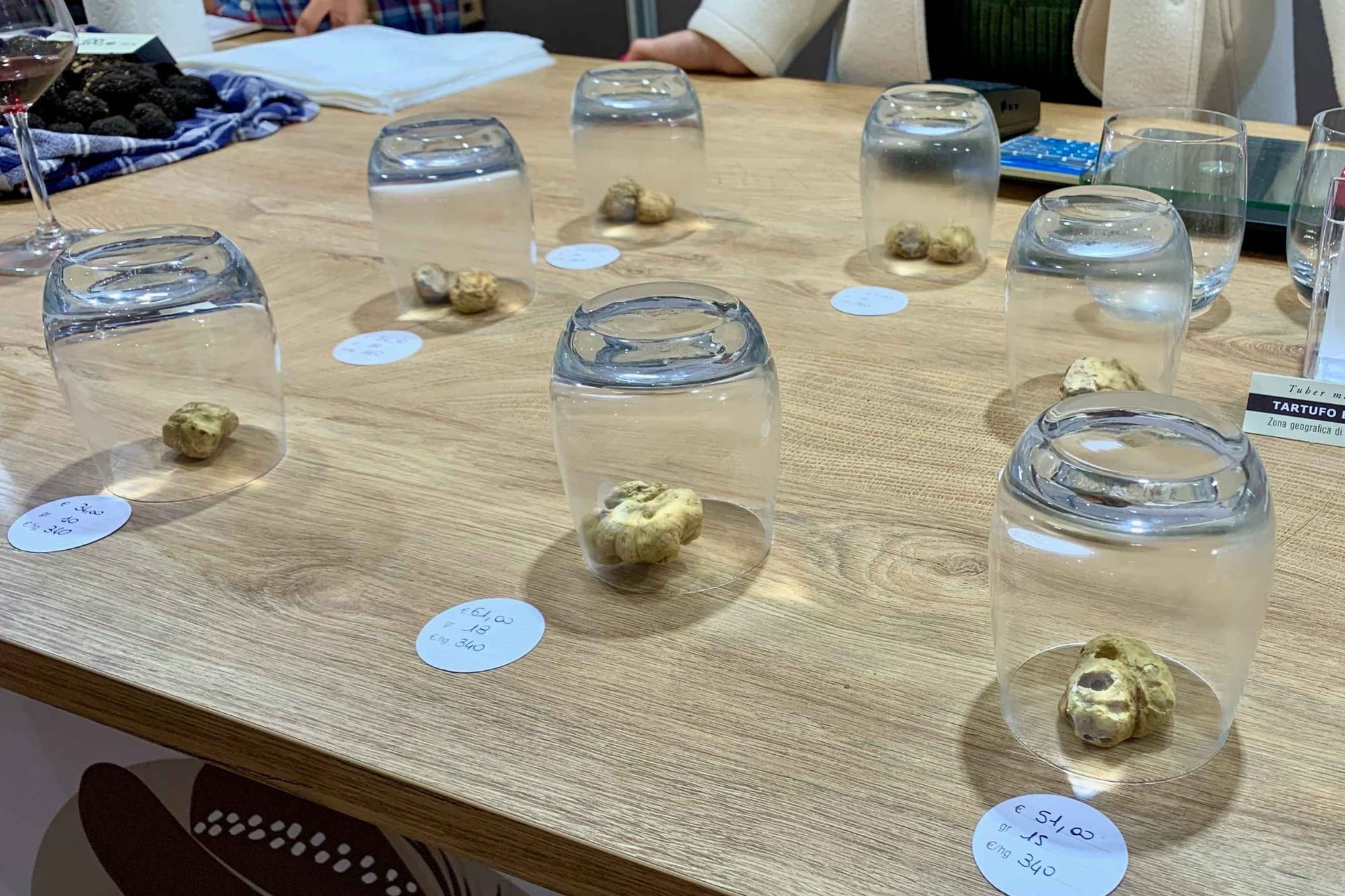 White truffles for sale at the Alba truffle fair.