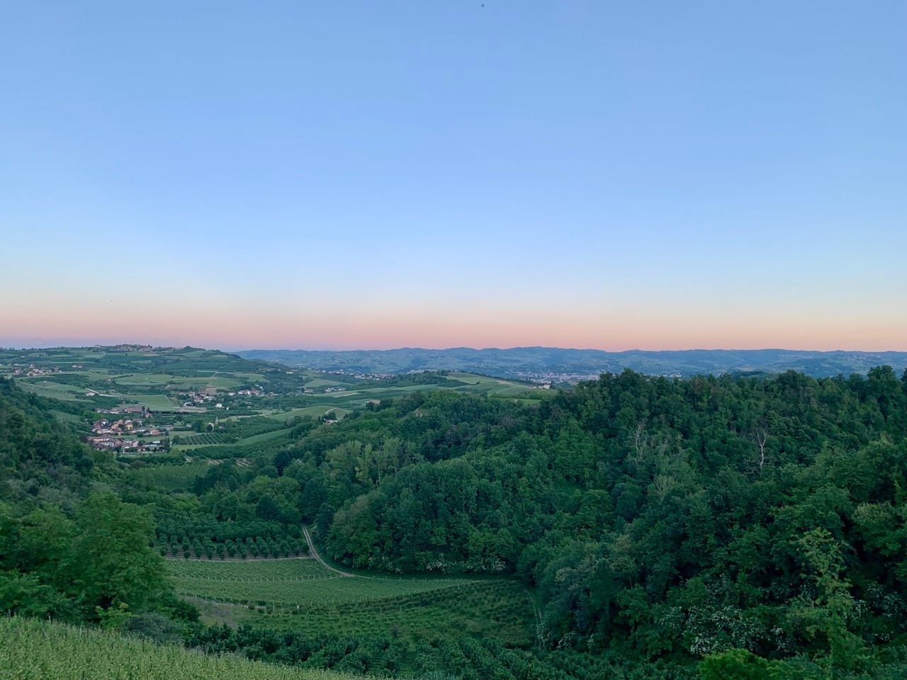 Views across the hills of Roero at sunset