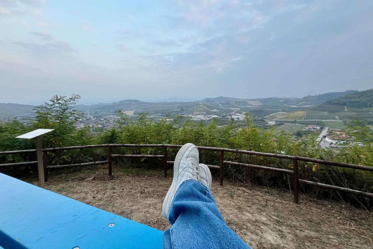 Views of the Roero hills from Big Bench #348 at Corneliano d'Alba.