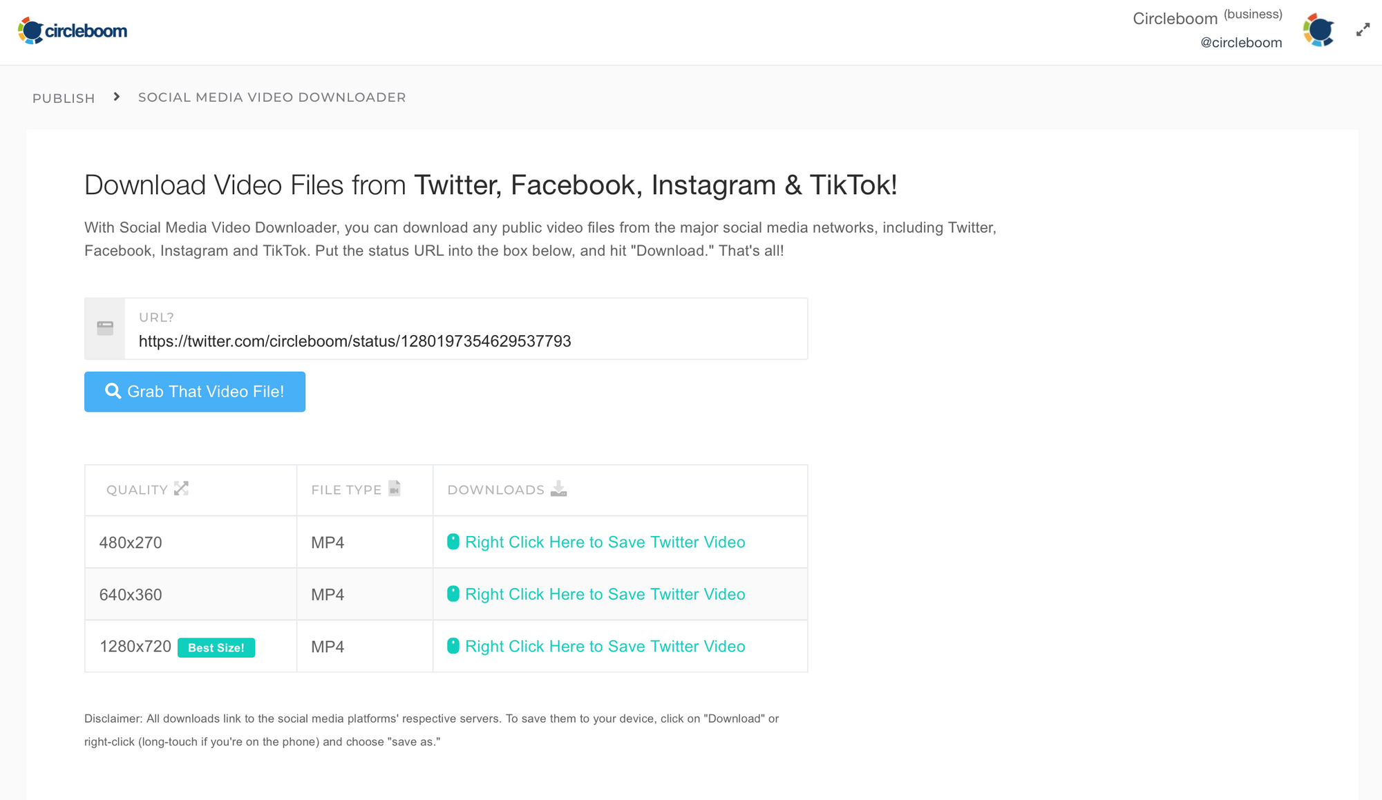 Download Twitter videos.