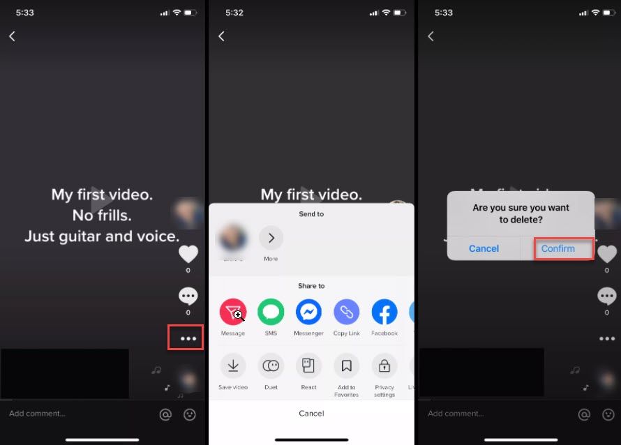 Delete TikTok videos