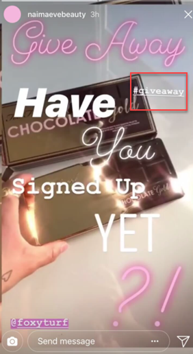 Use #giveaway to boost engagement and gain followers on Instagram