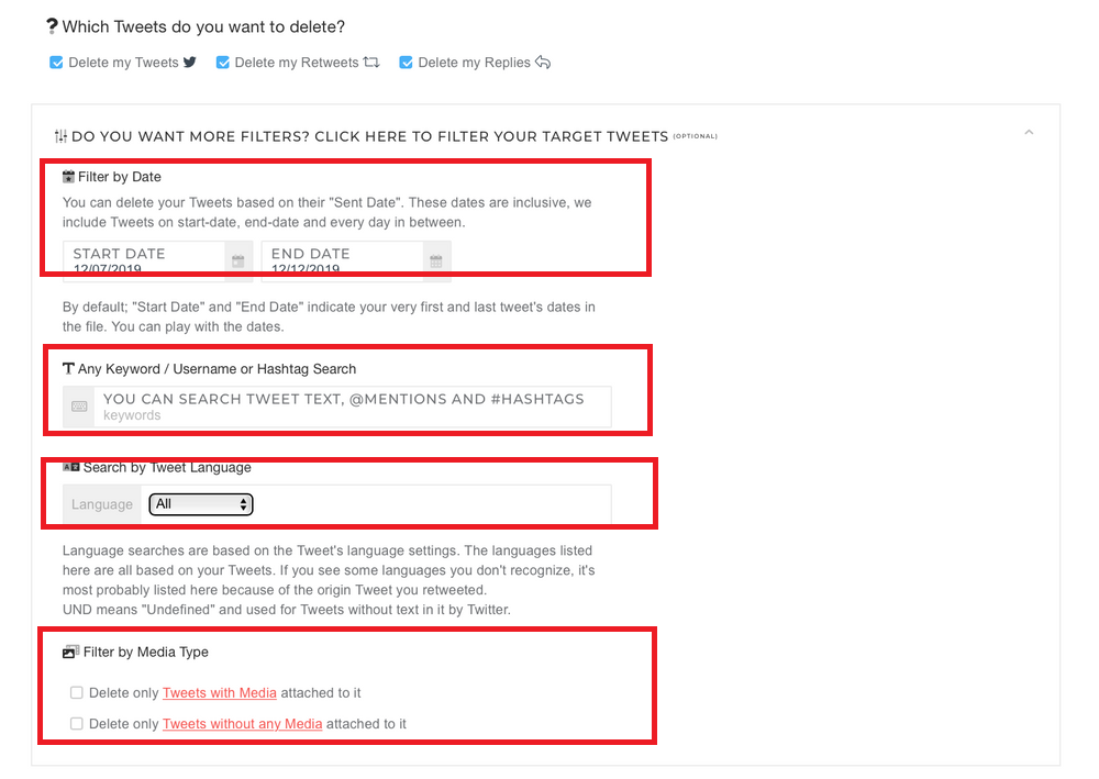 delete old tweets and kept the specific tweets you want to save