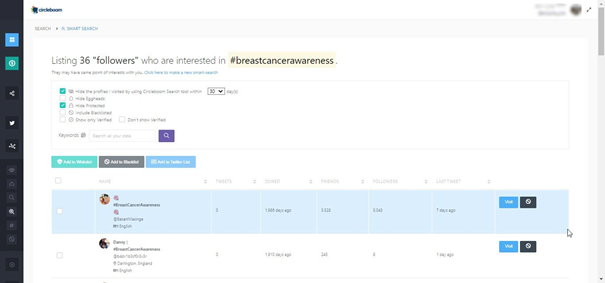 Location, language, keywords are possible filters to narrow your shortlist