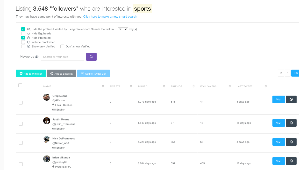 You can search for hashtags and keywords through the bio and tweets of Twitter users