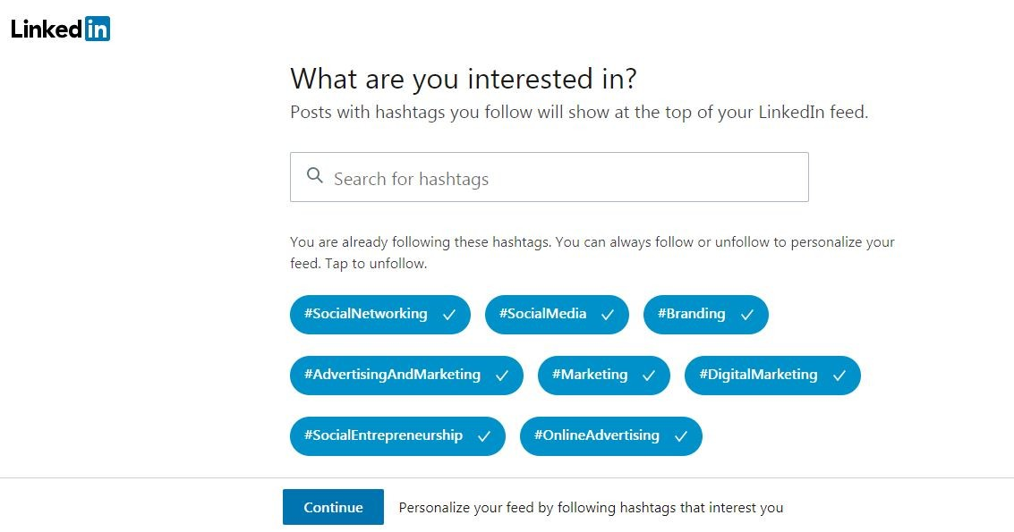 If you want to find new LinkedIn hashtags, you can use the discovery hub feature of LinkedIn