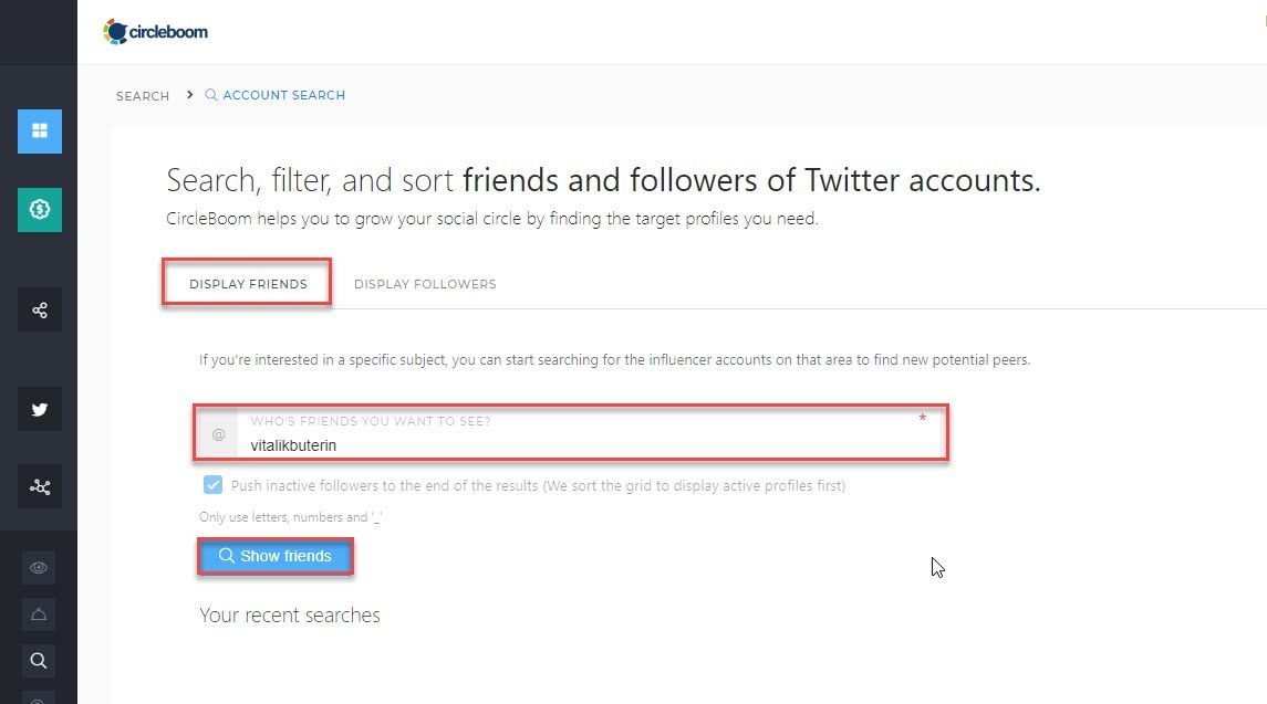 Search Twitter accounts on Circleboom