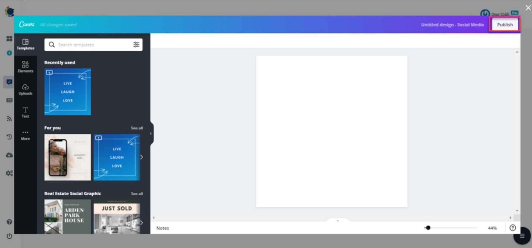 When you click on Create New Post, you can add images and edit them through Canva!