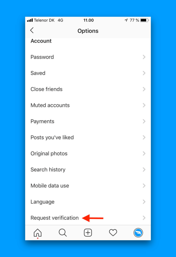 Verification process on Instagram