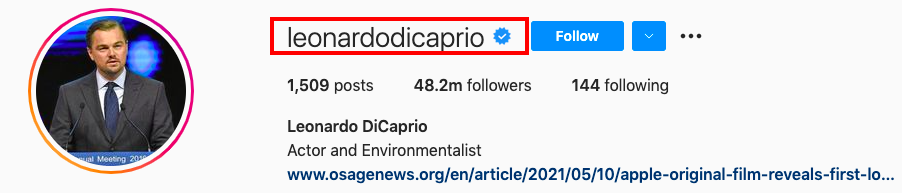 The blue checkmark is called Verification Badge which means that Instagram officially verifies the account with a certification of authenticity.