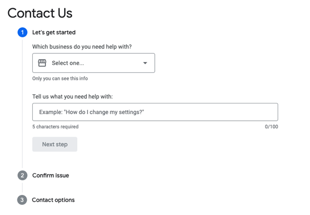 You can write “listing verification letter not received” or something similar. Then click the Next Step button.