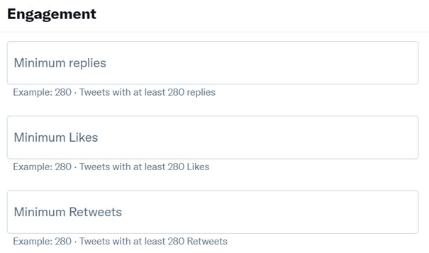 Searching based on engagement help you find most popular old tweets