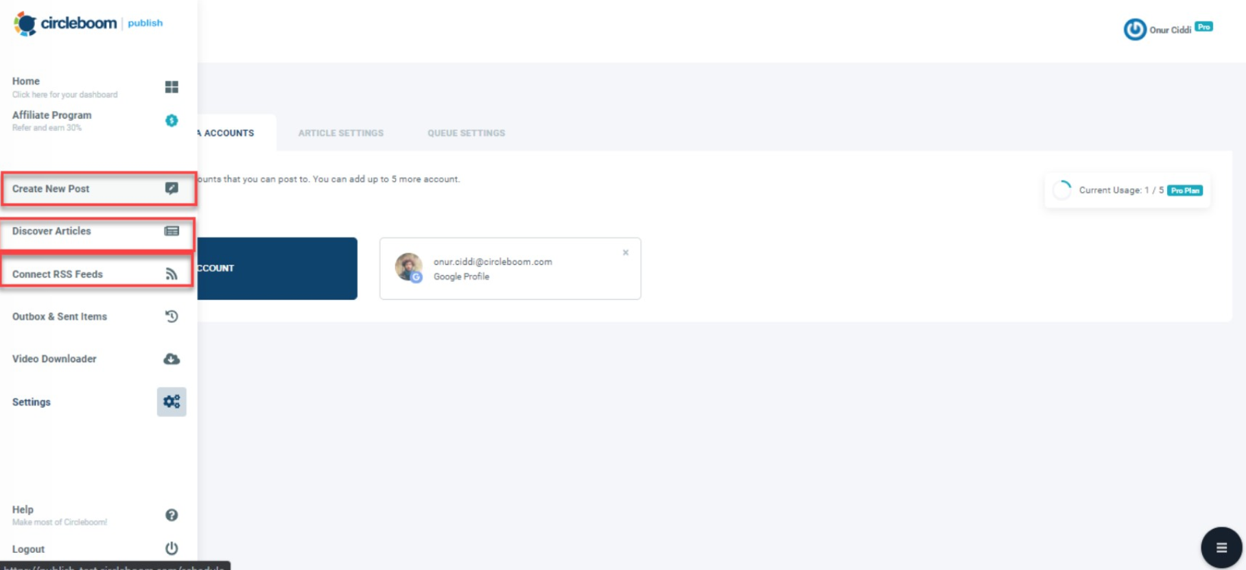 Here you can create or find content and then schedule it days ahead