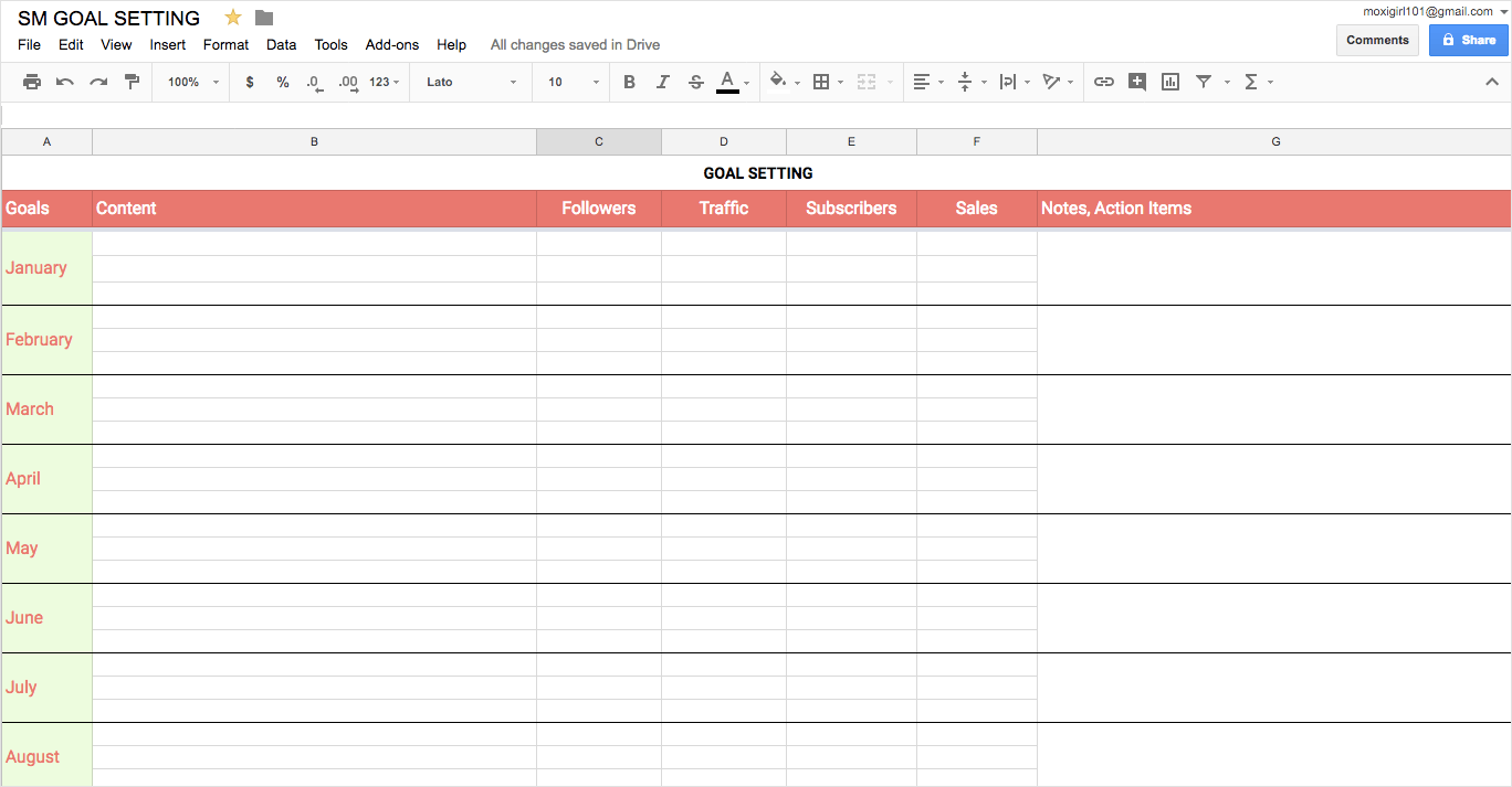 To remind yourself of the big picture, determine your metric-wise and content-wise goals and include them in your social media calendar.
