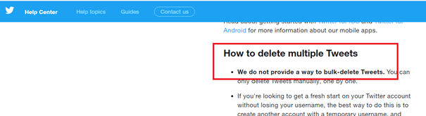 Unfortunately, Twitter does not provide mass delete tweets option