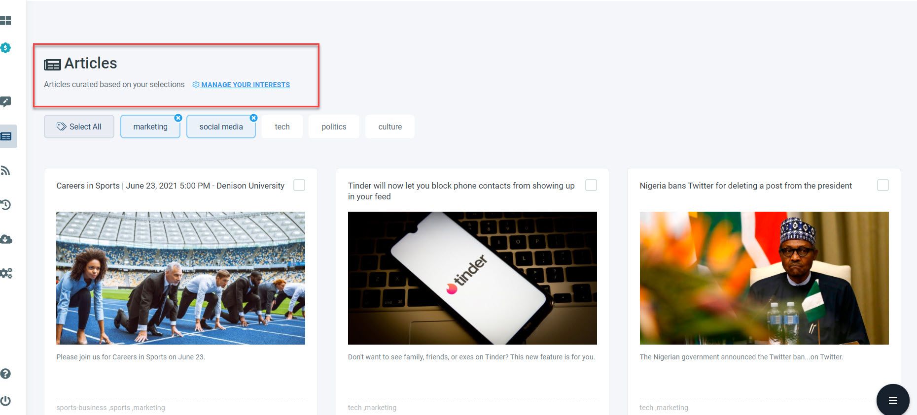 You may choose the best articles to keep your LinkedIn page active using Circleboom Publish!
