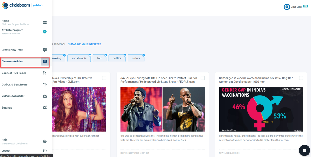 Circleboom social media management tool offers Discover Article feature to find new content and automate your posts.Circleboom social media management tool offers Discover Article feature to find new content and automate your posts.
