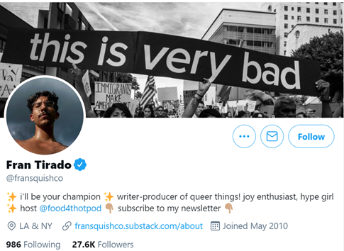 Fran is a writer, podcaster, and activist.