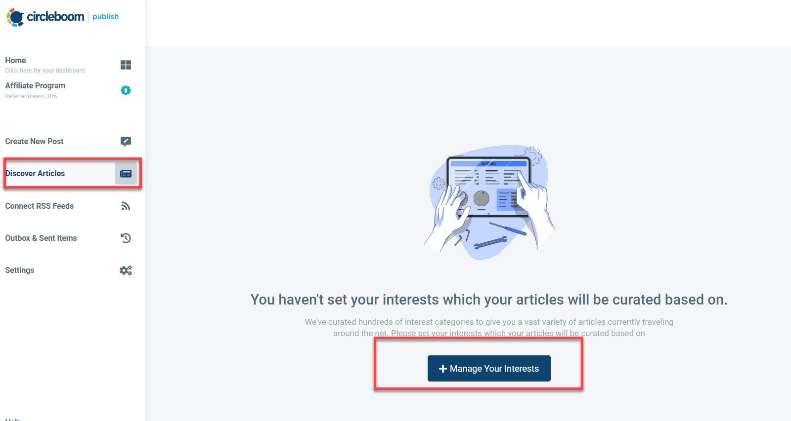 Manage your Interest categories to streamline your curated content page.