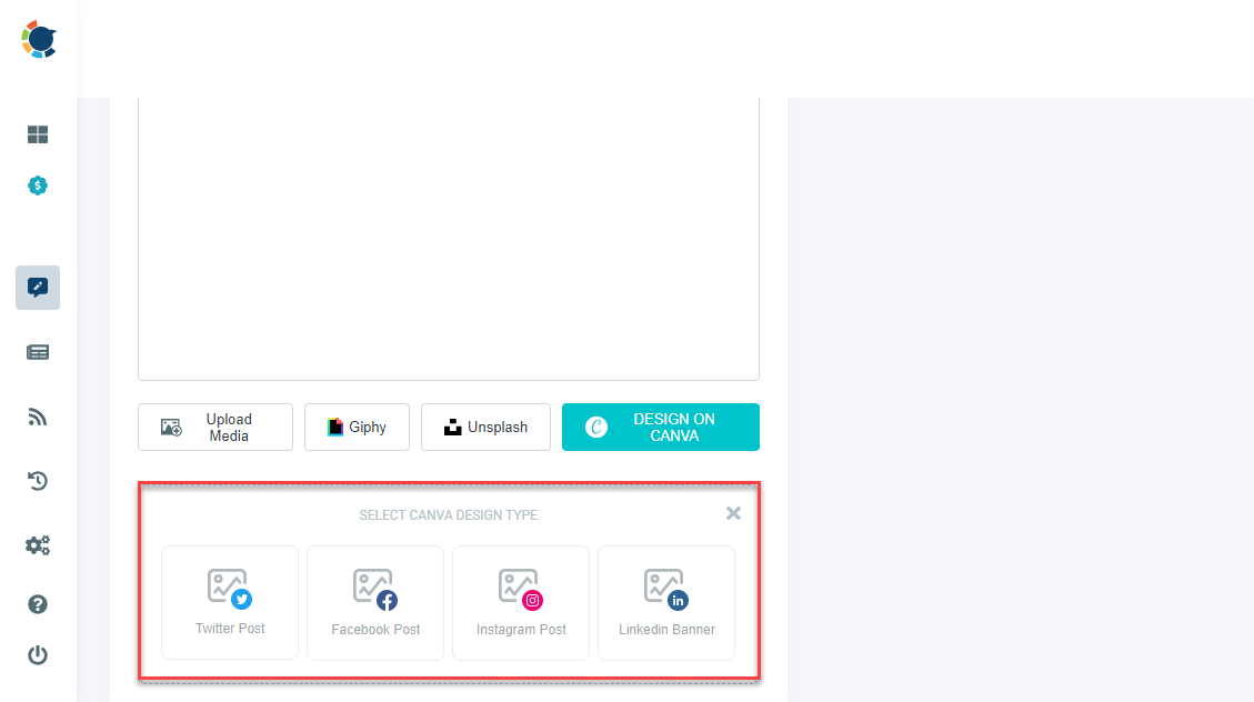 No more worries for social media content design. Pick your platform size and proceed with Canva.
