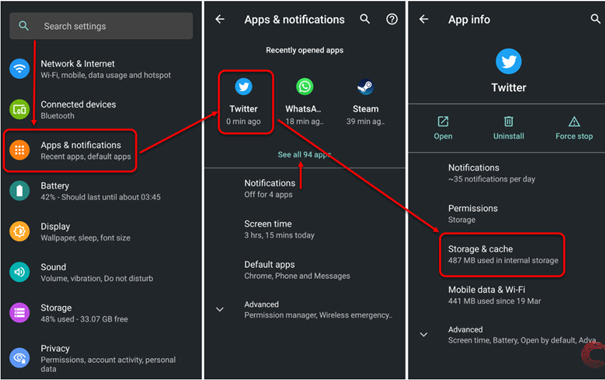 Clear Twitter cache on your phone