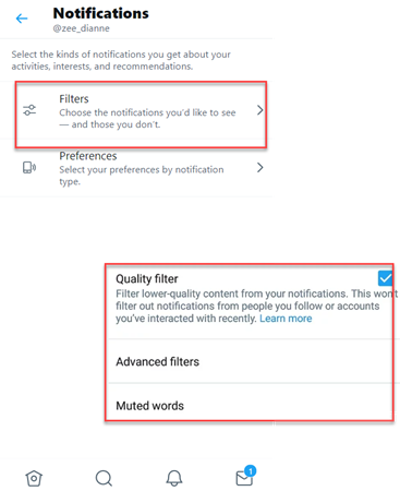 Apply filters to Twitter history search