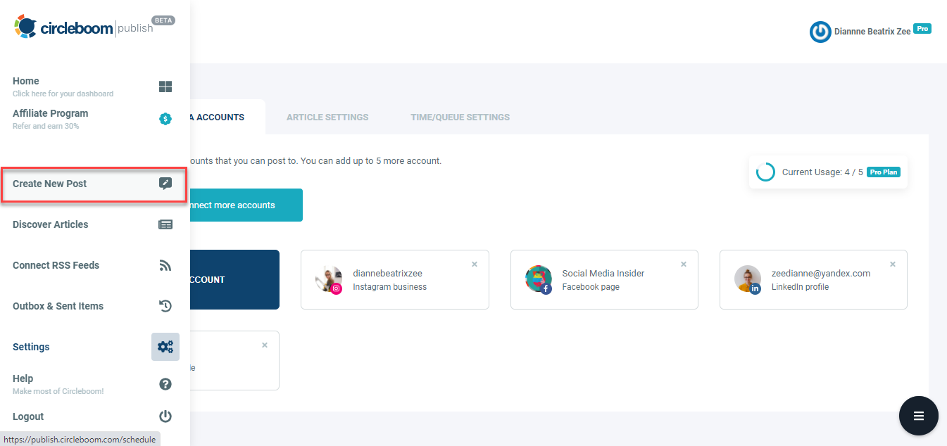 Create and design new posts on Circleboom Publish