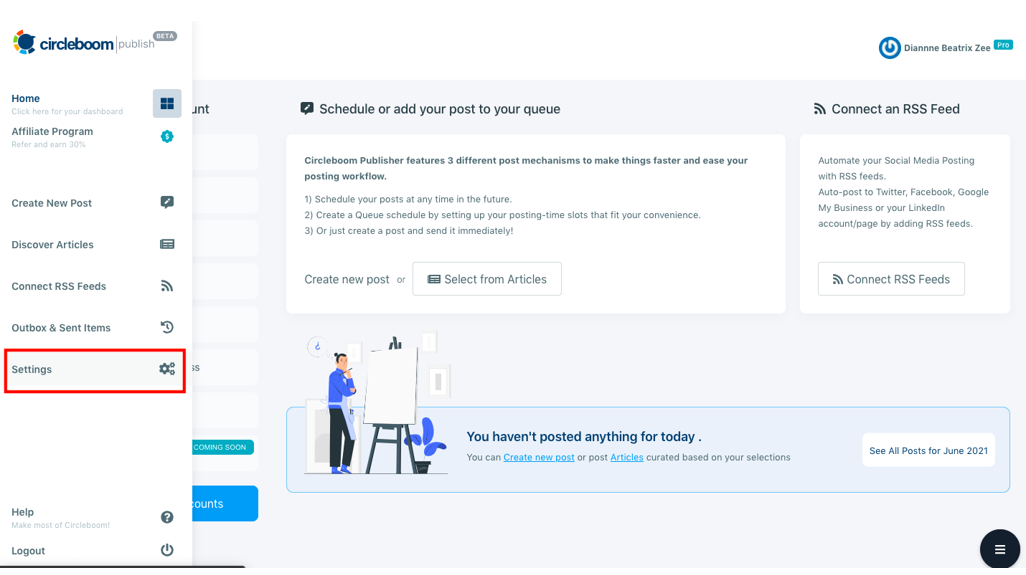 You can change article curation and posting settings whenever you want