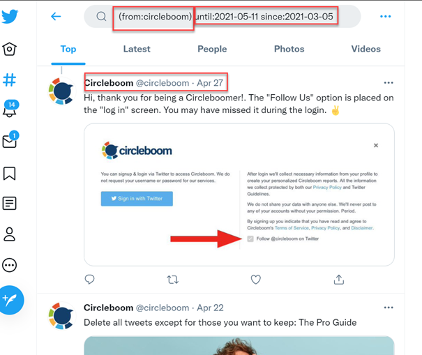 find old tweets by date