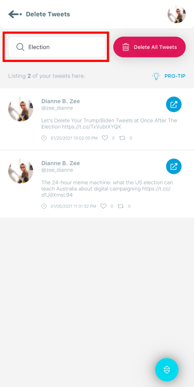 You can search and delete tweets with specific #hashtags, mentions