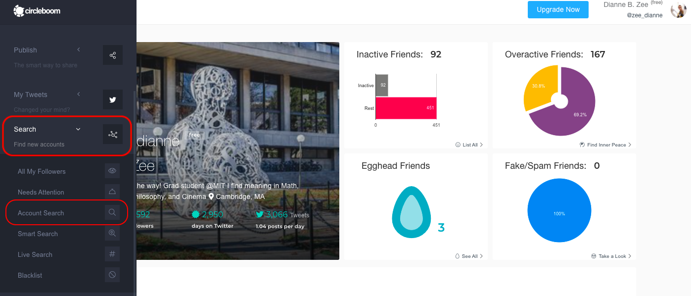 Search section of Circleboom Twitter
