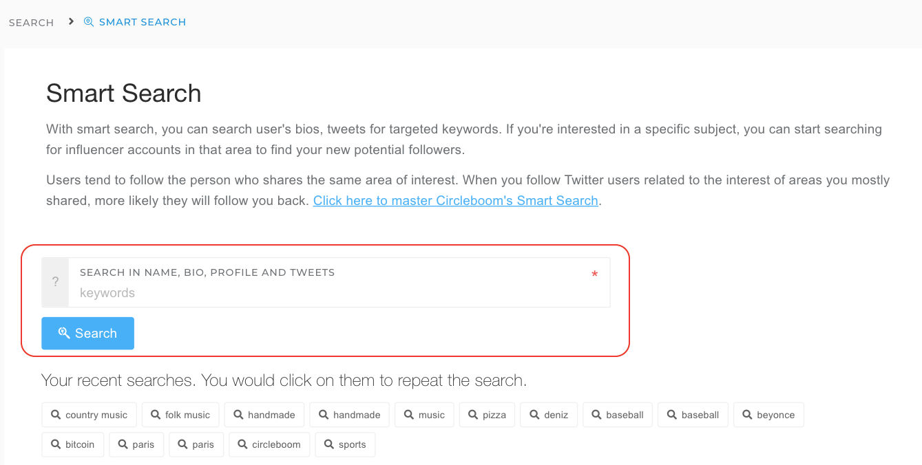 Search by bios, tweets, profile