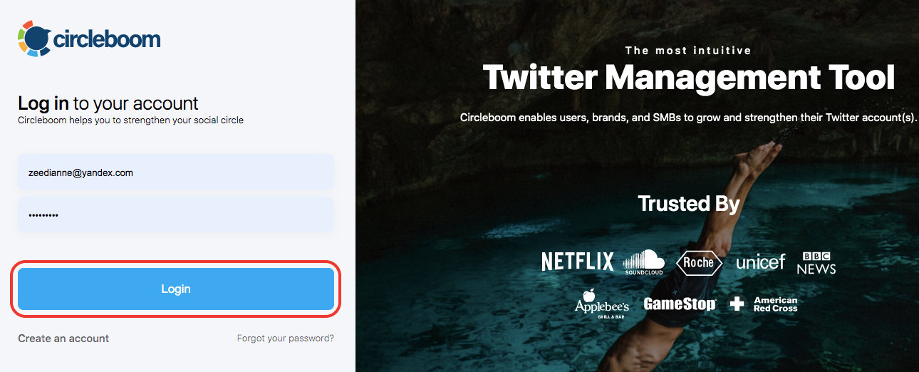 Log in to Circleboom Twitter