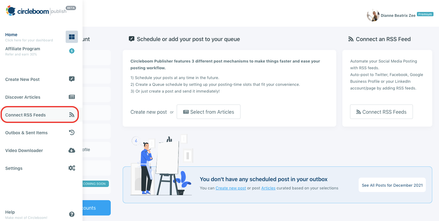 connect RSS Feed section