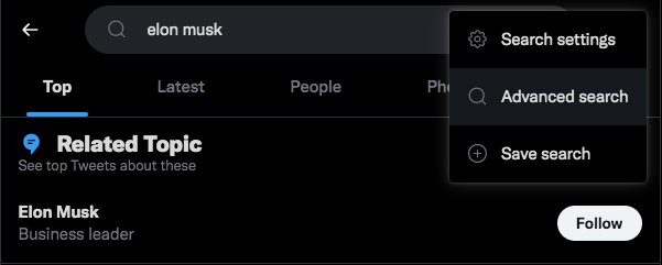 To continue with the advanced search