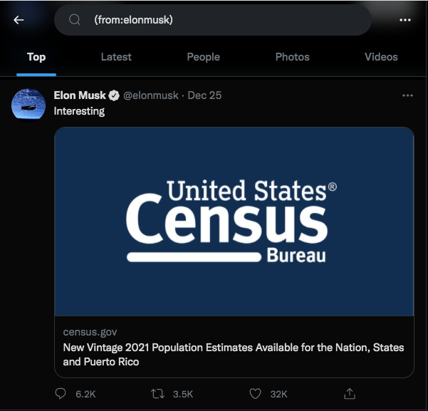 tweets from an account