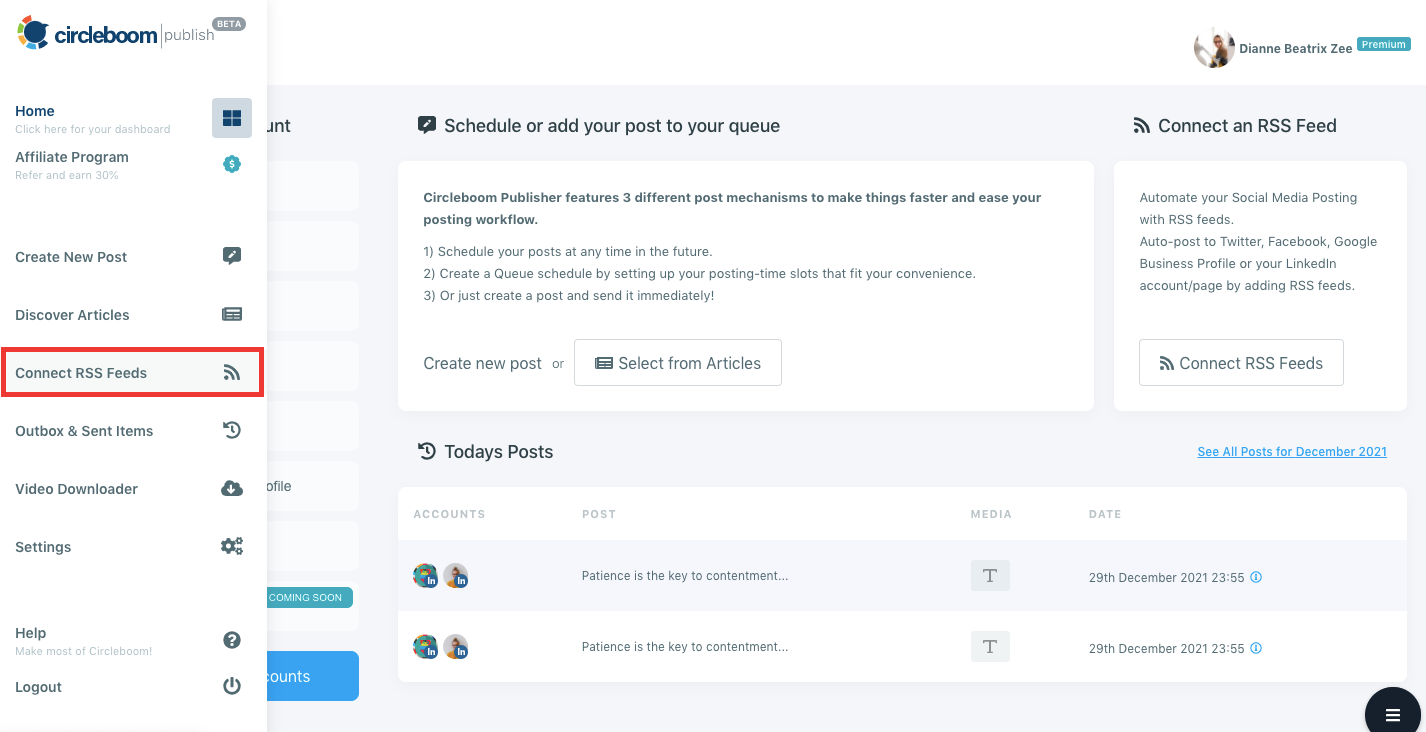 link RSS feeds to LinkedIn