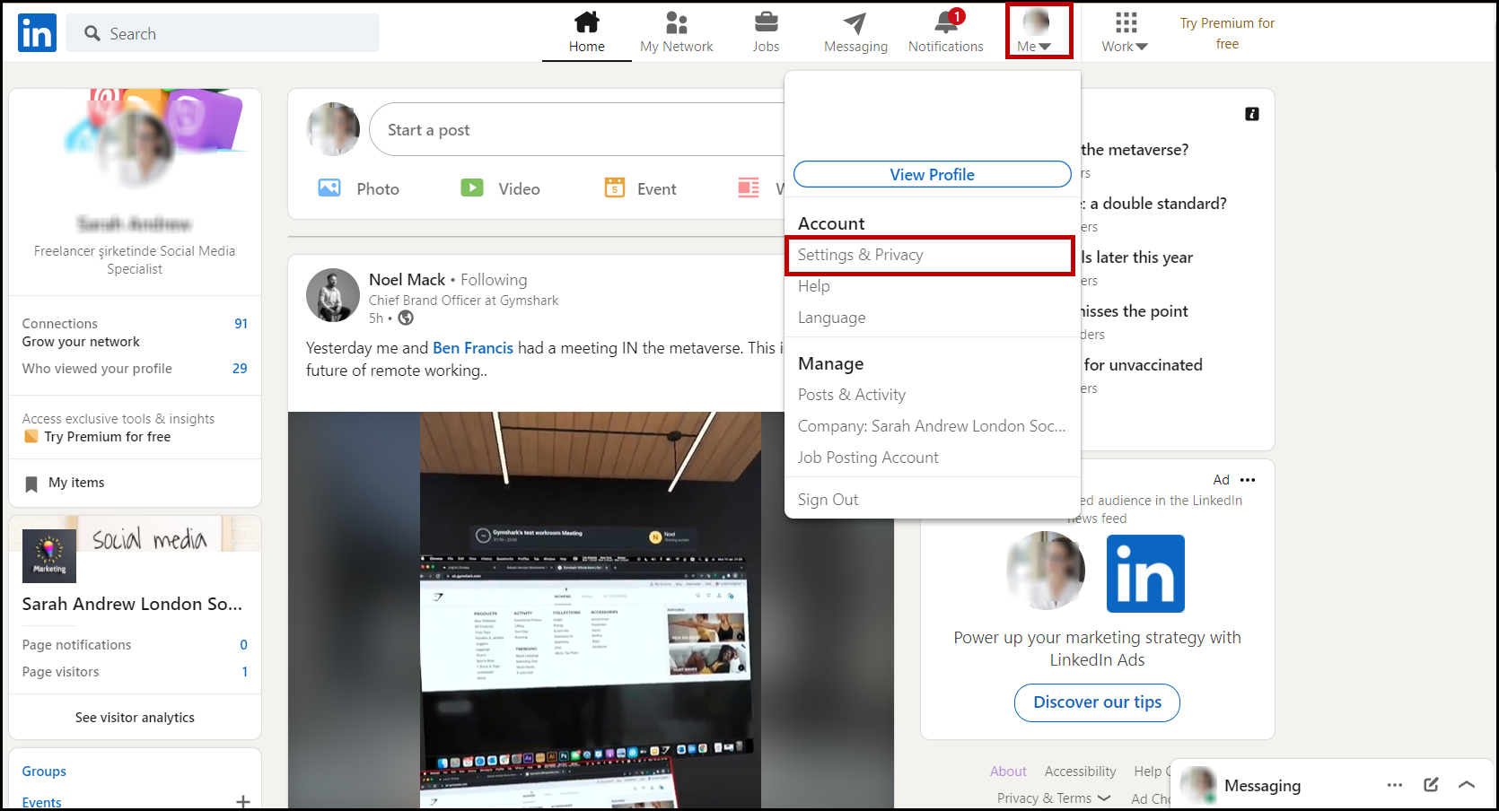 Me > Settings & Privacy