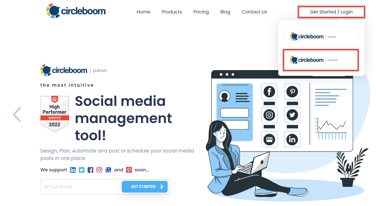 You can log in to your account on Circleboom Publish.
